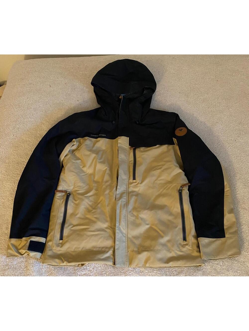 Obermeyer Chandler Shell Ski Snowboarding Jacket Coat Mens Medium Tan Black